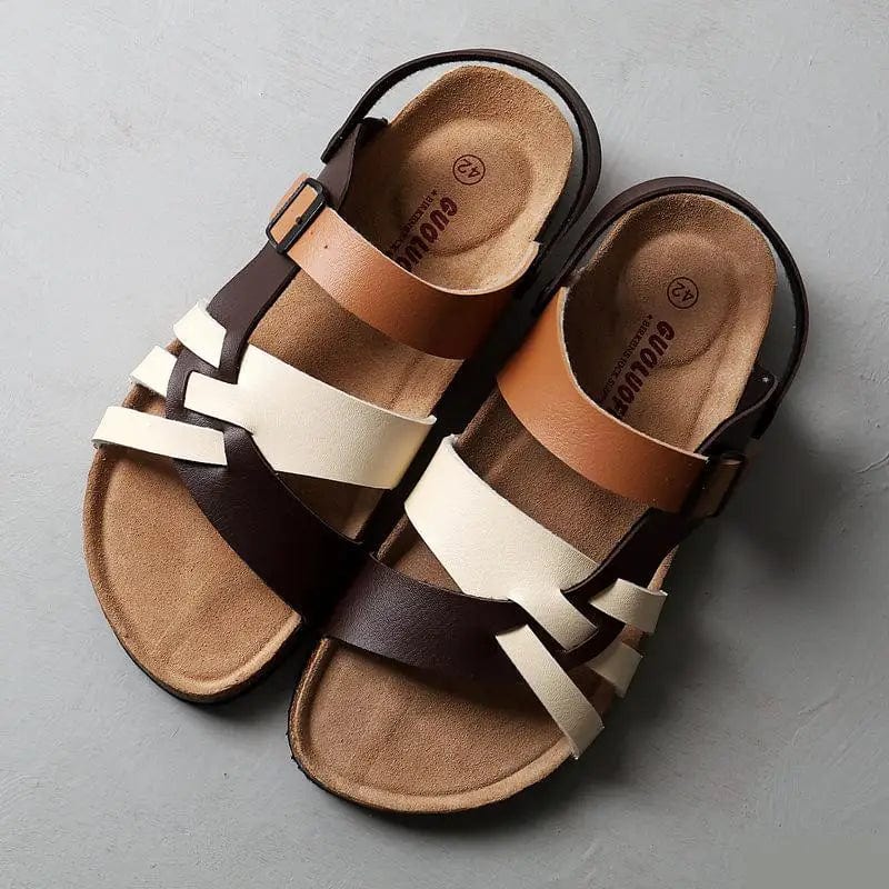 Esme Women’s Leather Sandals – Comfort Flats with Arch Support & Back Strap