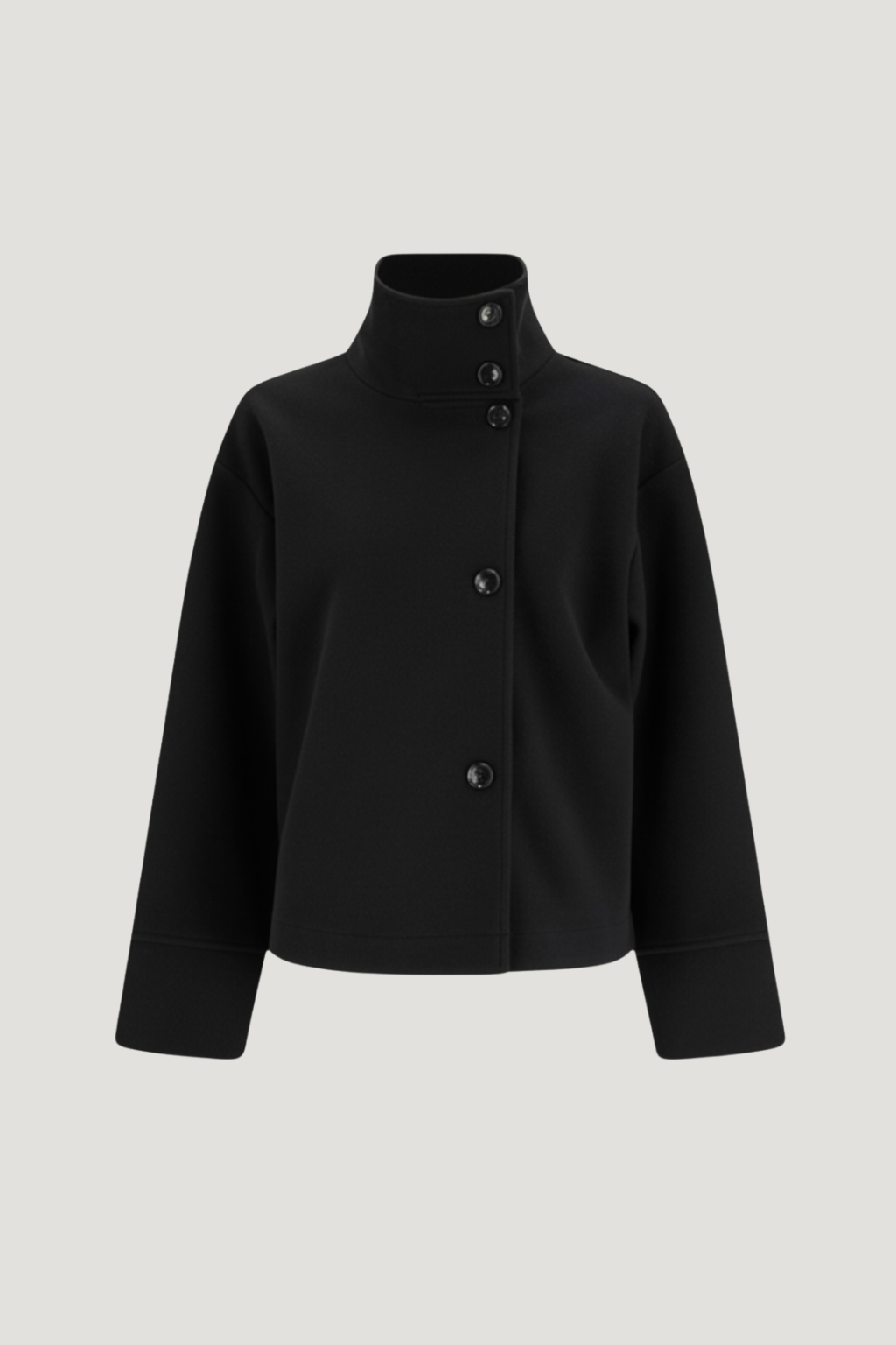 Roxanne Women’s Wool Coat – High-Neck Buttoned-Up Wool Jacket