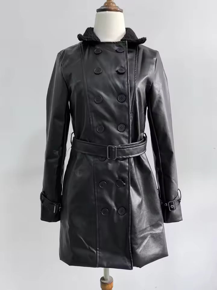 Valencia Women’s Leather Jacket – Tailored Trench Coat with Sleek Fit