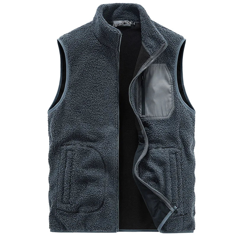 Giardino Men’s Sherpa Fleece Vest – Thick Warm Fleece with Utility Pockets