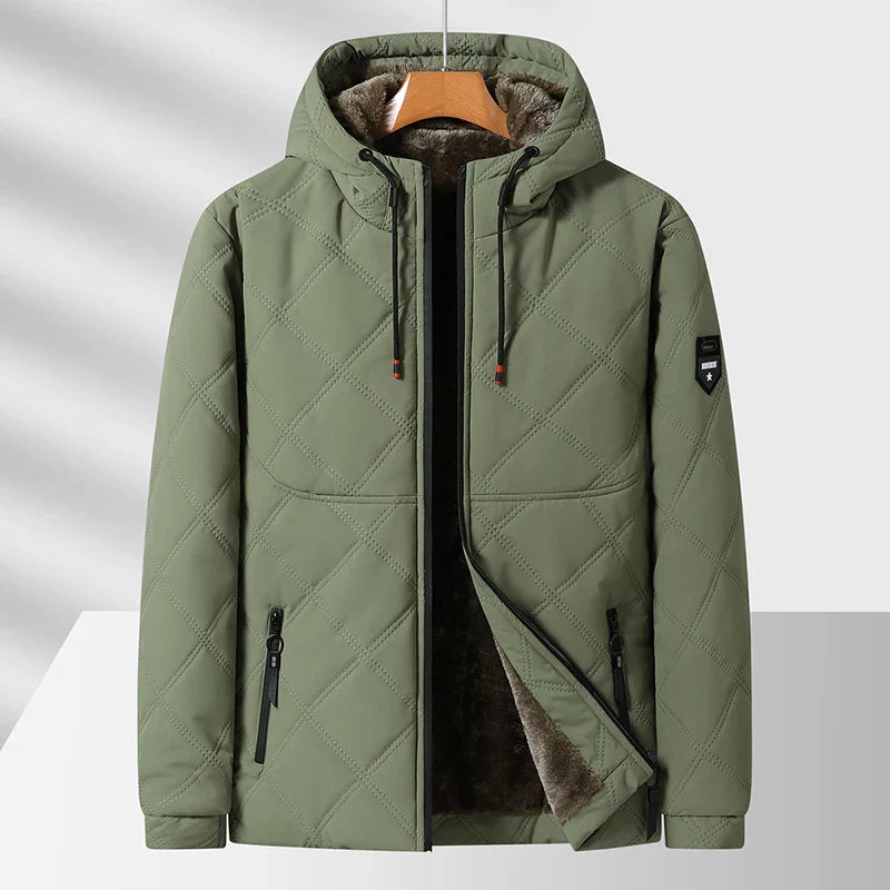 Klyne Men’s Quilted Jacket – Diamond-Quilted Fleece-Lined Winter Jacket