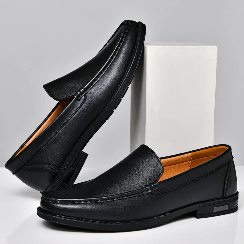 Davide Men’s Leather Loafers – Genuine Leather Slip-On Shoes with Cushioned Insole