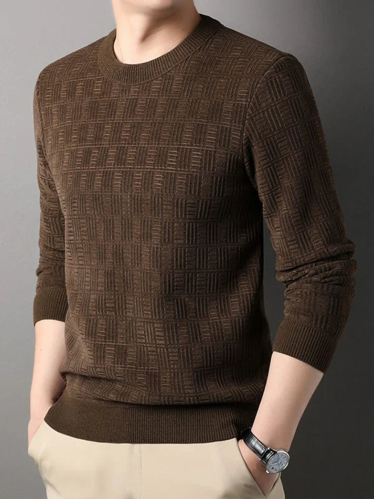 Fabio Men’s Knit Sweater – Soft Textured Crew Neck Jumper