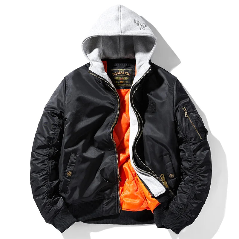 Hamilton Men’s Bomber Jacket – Padded Cotton Military-Style Hoodie