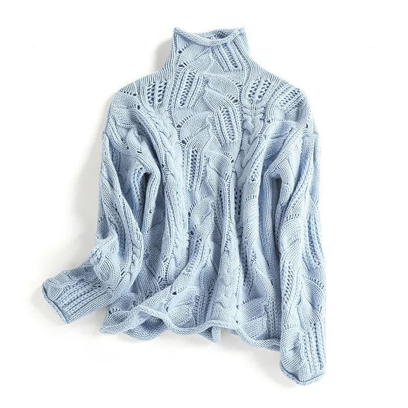 Karina Women’s Cashmere Sweater – Knitted Turtleneck Pullover
