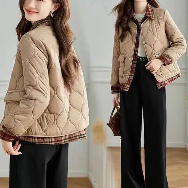 Noelle Women’s Quilted Jacket – Tailored Plaid Lightweight Jacket