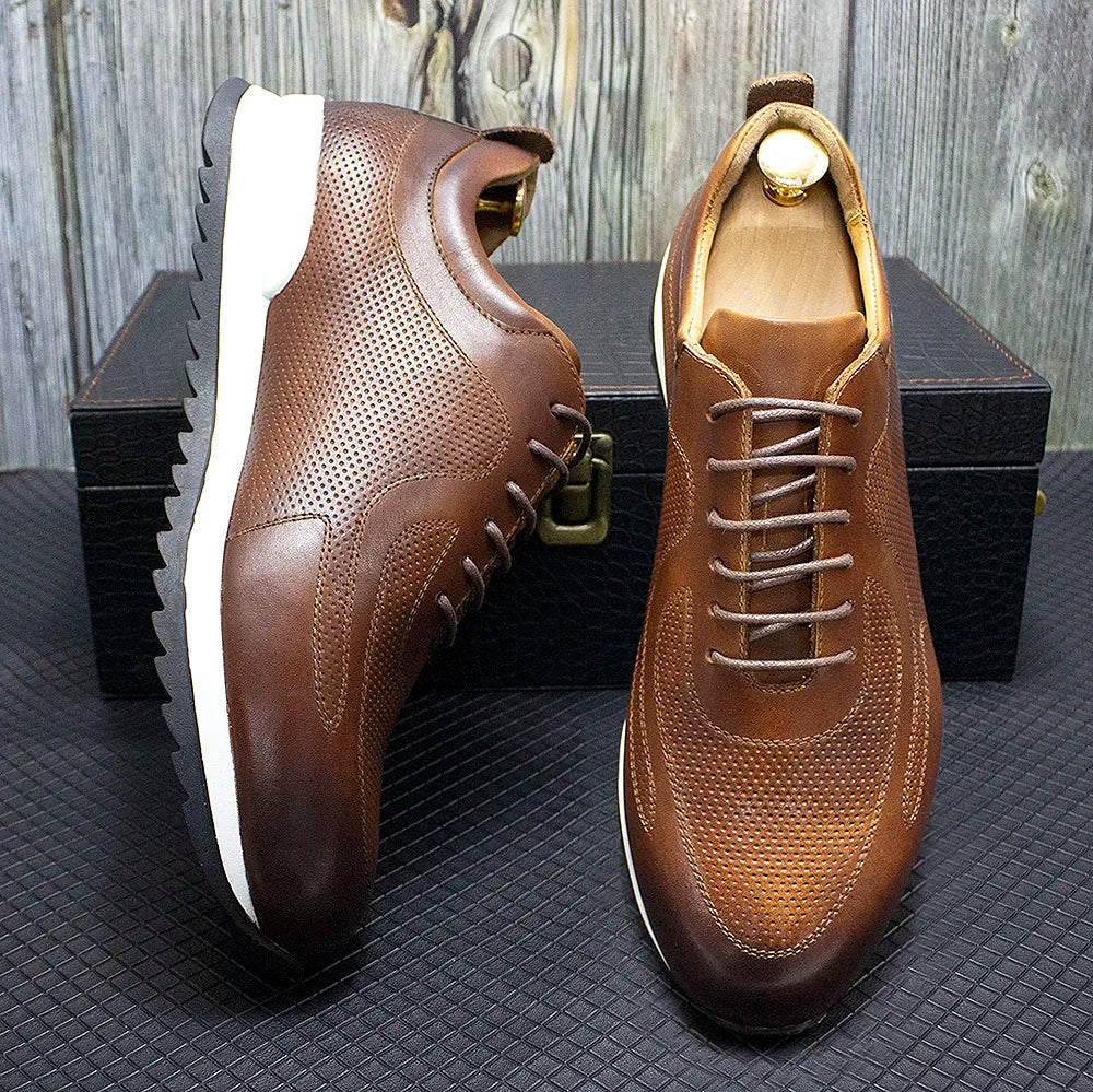 Enzo Italian Leather Shoes – Cushioned Casual Trainers