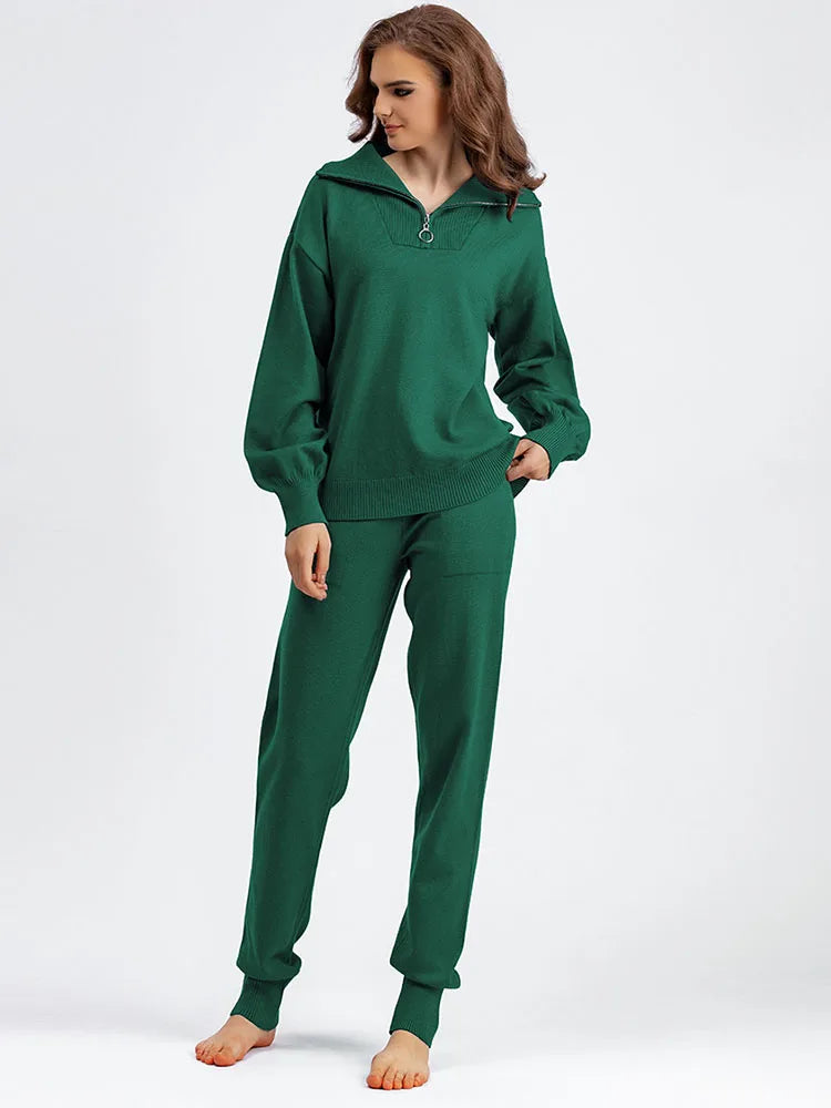 Kristel Women’s Knit Lounge Set – Cotton Blend Pullover & Joggers