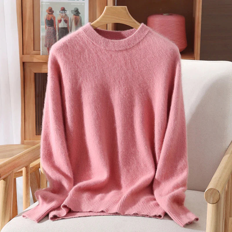 Rufina Women’s Mink Cashmere Sweater – Cloudlike Softness with Loose Fit