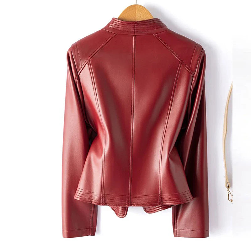 Crizy Women’s Moto Jacket – Sheepskin Leather Zip Jacket