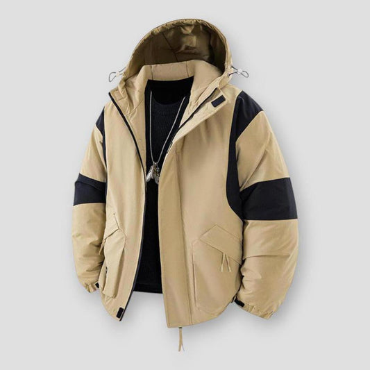 Bobby Men’s Parka Winter Jacket – Thick Patchwork Hooded Jacket with Thermal Padding