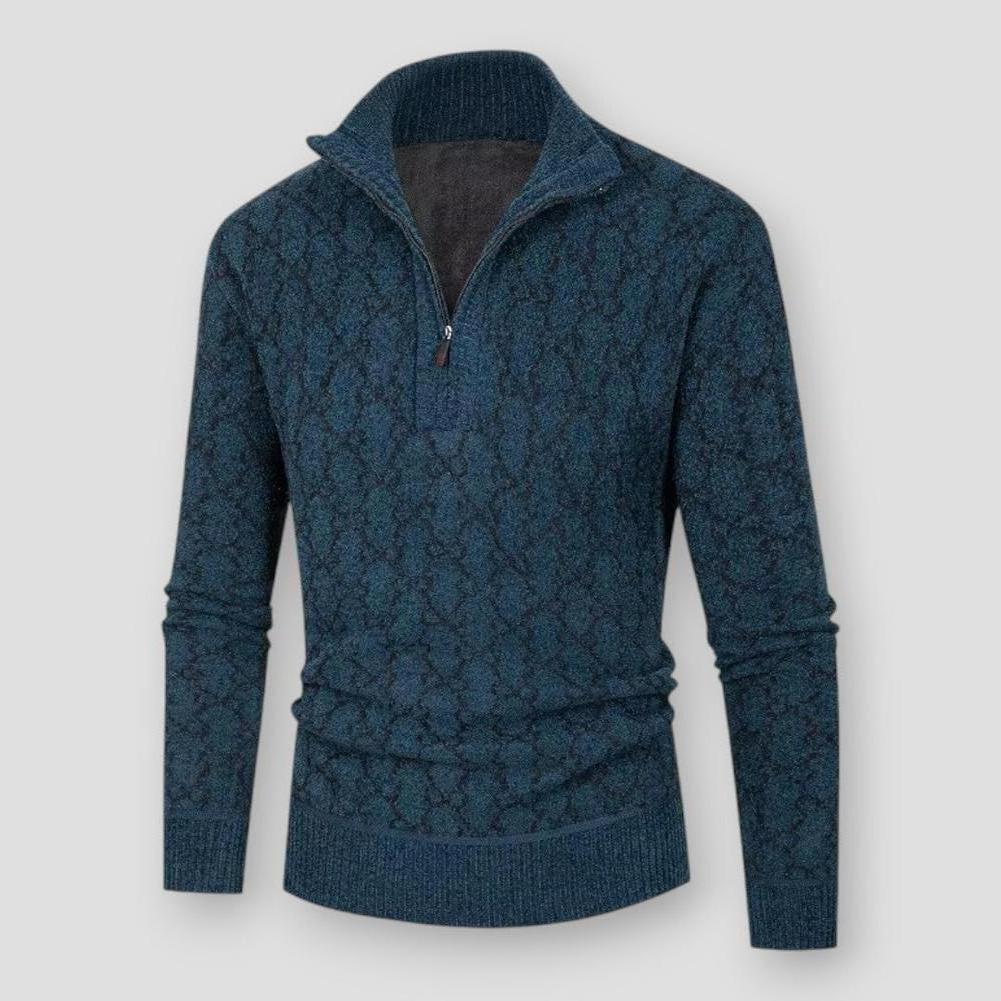 Larsen Men’s Half Zip Sweater – Textured Knit with Stand Collar