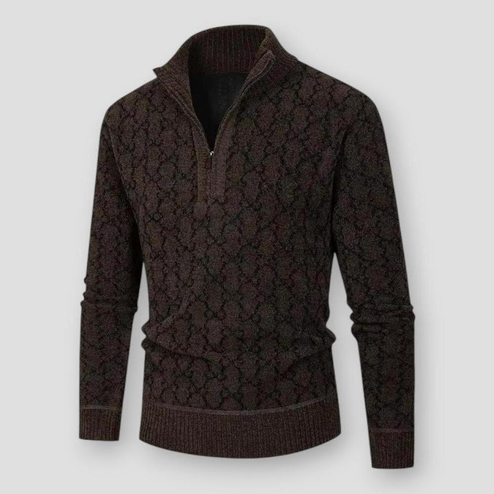 Larsen Men’s Half Zip Sweater – Textured Knit with Stand Collar