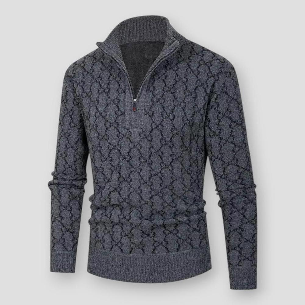 Larsen Men’s Half Zip Sweater – Textured Knit with Stand Collar