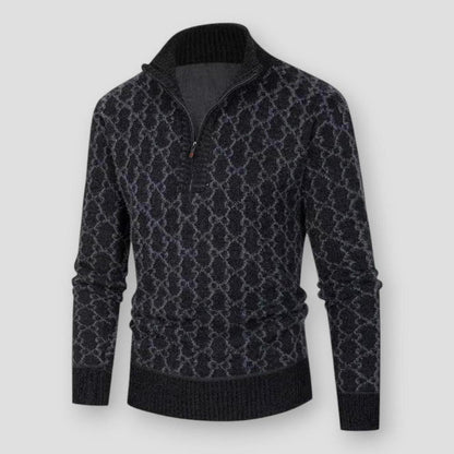 Noah Men’s Quarter Zip Sweater – Wool Knit Pullover with Stand Collar