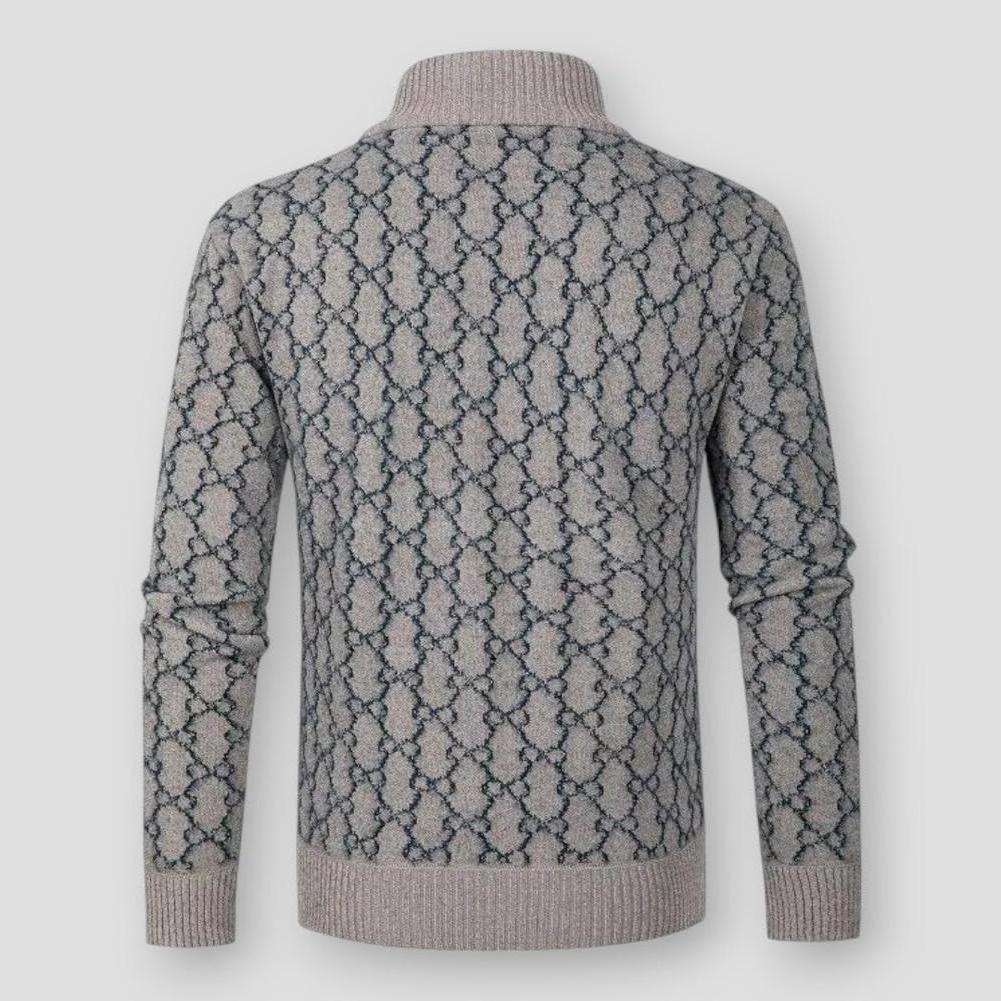 Larsen Men’s Half Zip Sweater – Textured Knit with Stand Collar