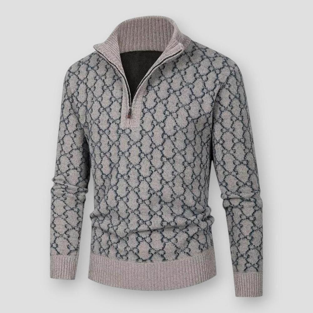 Larsen Men’s Half Zip Sweater – Textured Knit with Stand Collar