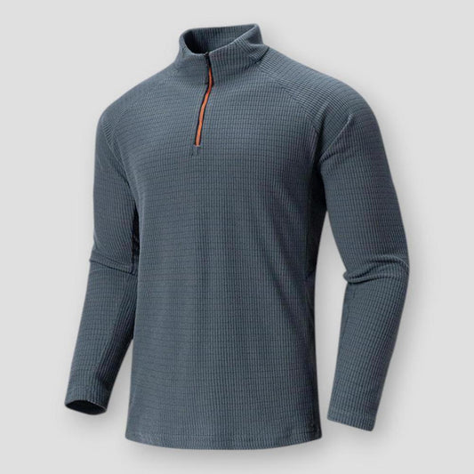 Bryce Men’s Half Zip Sweater – Fleece Knit with Stand Collar for Casual Winter Layering