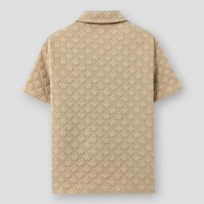 Oliver Men’s Floral Shirt – Jacquard Short Sleeve with Cuban Collar for Summer