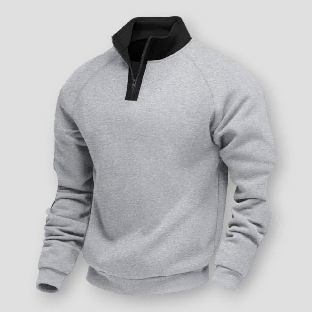 Lucien Men’s Quarter Zip Sweater – Velvet Knit with Stand Collar