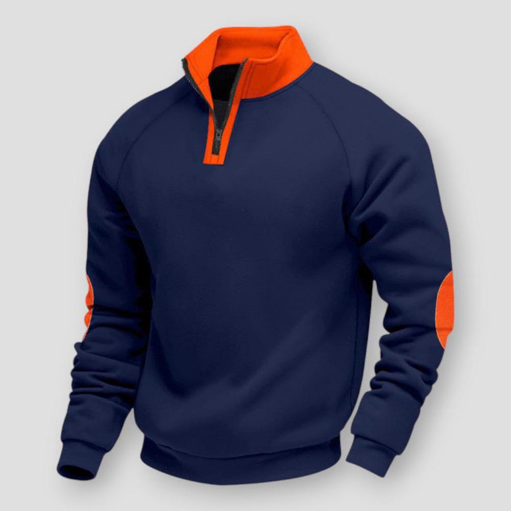 Lucien Men’s Quarter Zip Sweater – Velvet Knit with Stand Collar