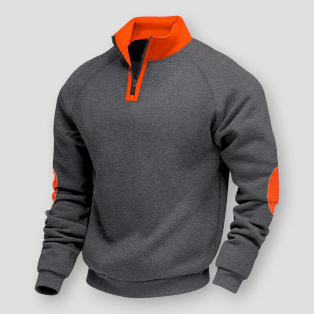 Lucien Men’s Quarter Zip Sweater – Velvet Knit with Stand Collar