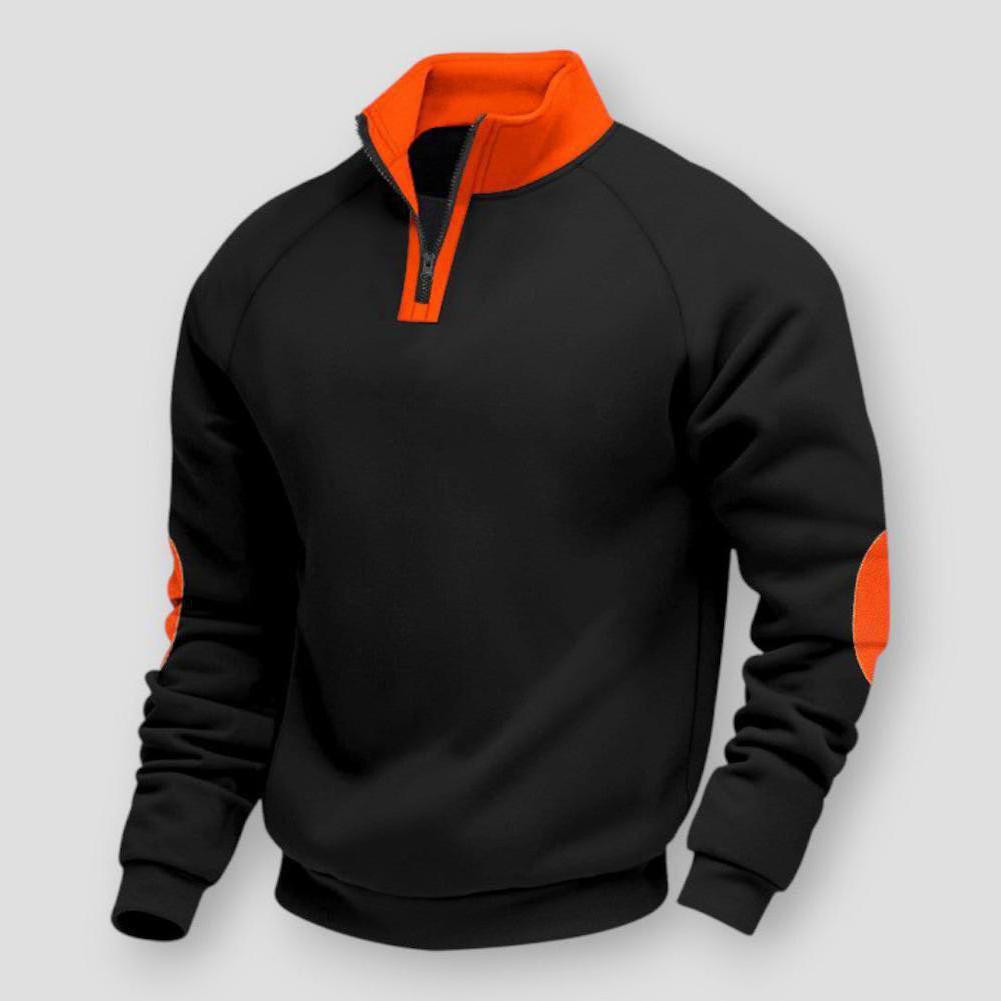 Lucien Men’s Quarter Zip Sweater – Velvet Knit with Stand Collar