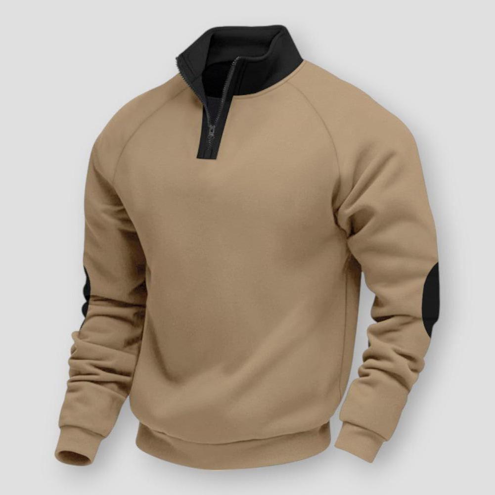 Lucien Men’s Quarter Zip Sweater – Velvet Knit with Stand Collar