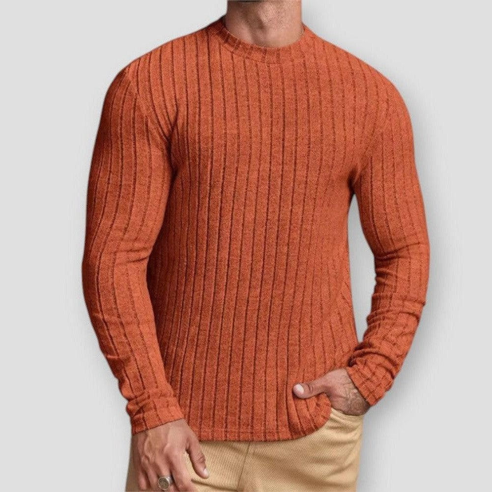 Levi Men’s Textured Round-Neck Sweater – Fitted Cotton-Blend Knit