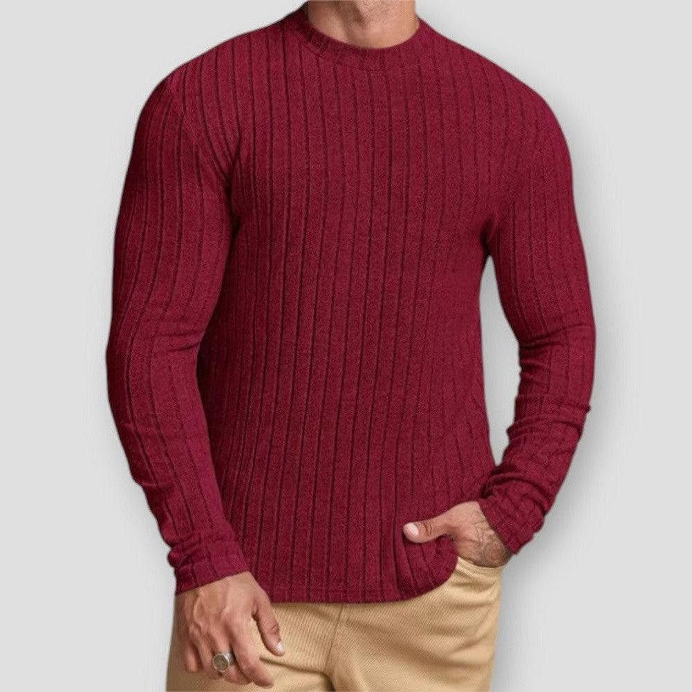 Levi Men’s Textured Round-Neck Sweater – Fitted Cotton-Blend Knit