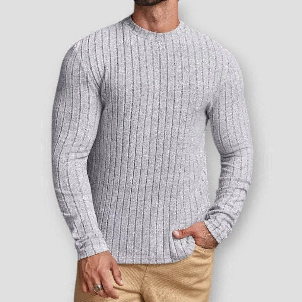 Levi Men’s Textured Round-Neck Sweater – Fitted Cotton-Blend Knit