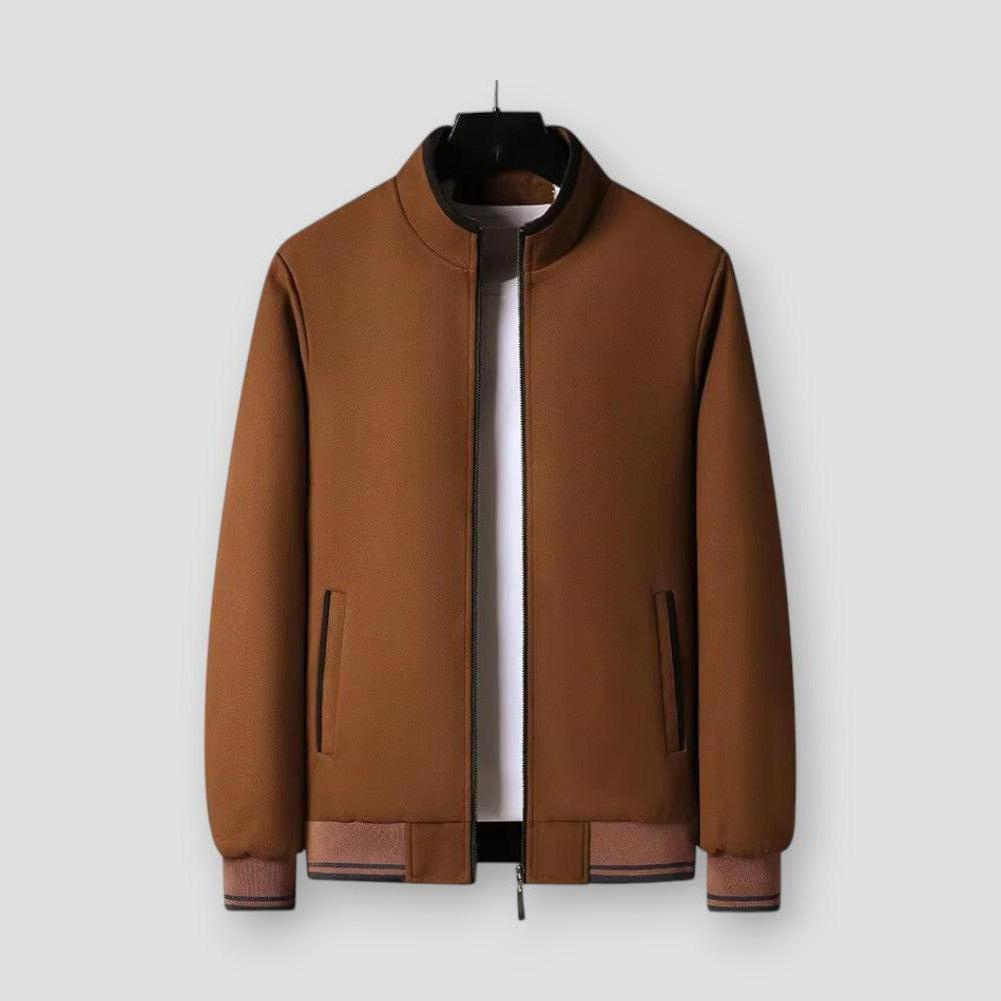 Everett Stand Collar Men's Fleece Jacket – Cotton-Blend Slim Fit Jacket