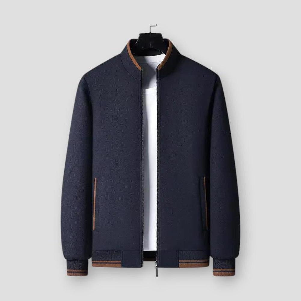 Everett Stand Collar Men's Fleece Jacket – Cotton-Blend Slim Fit Jacket