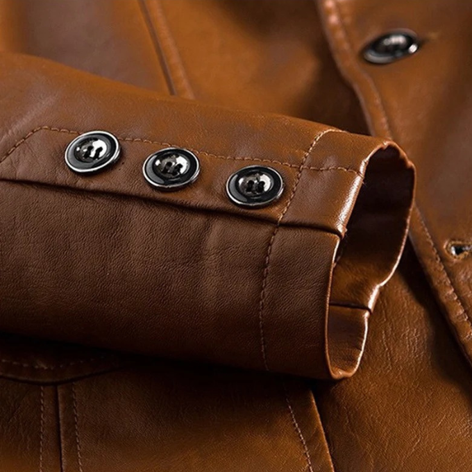 Bennett Men’s Leather Jacket – Vintage Smooth Leather with Button-Up Closure