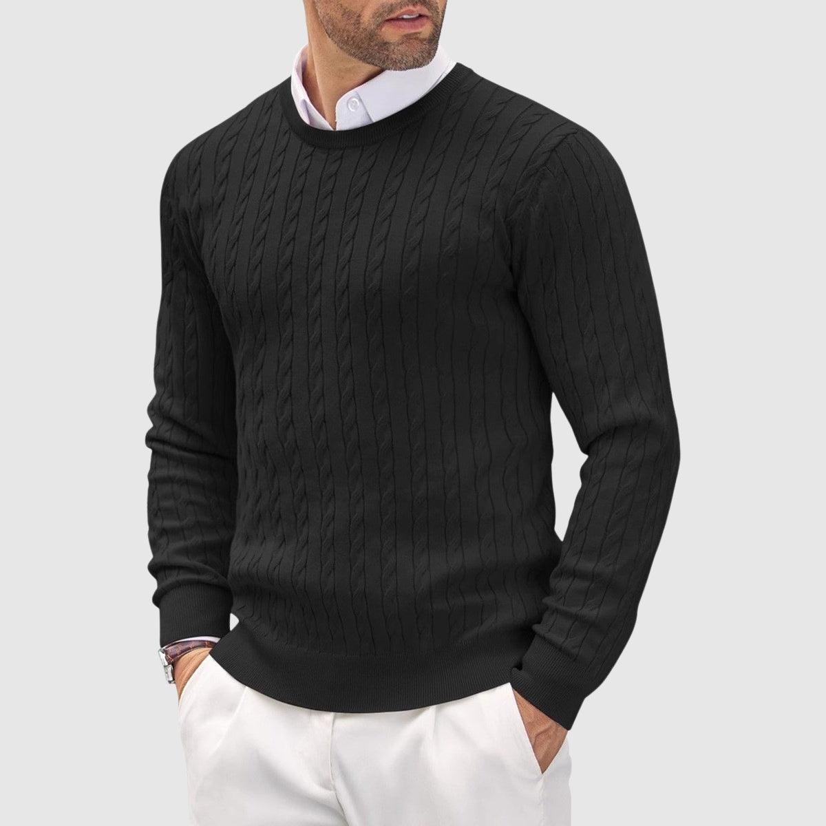 Tiziano Men's Wool Knit Sweater – Slim Fit Textured Knit Pullover