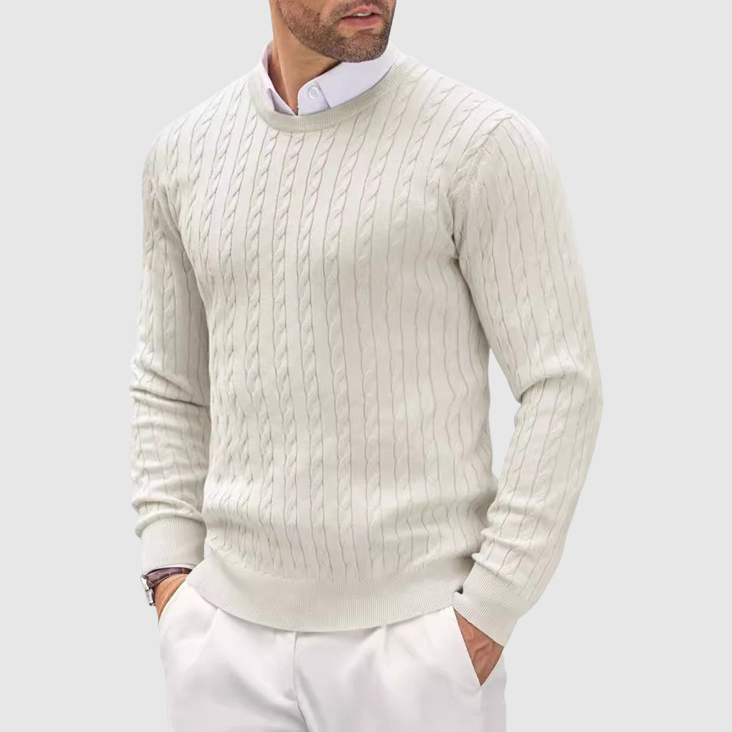 Tiziano Men's Wool Knit Sweater – Slim Fit Textured Knit Pullover
