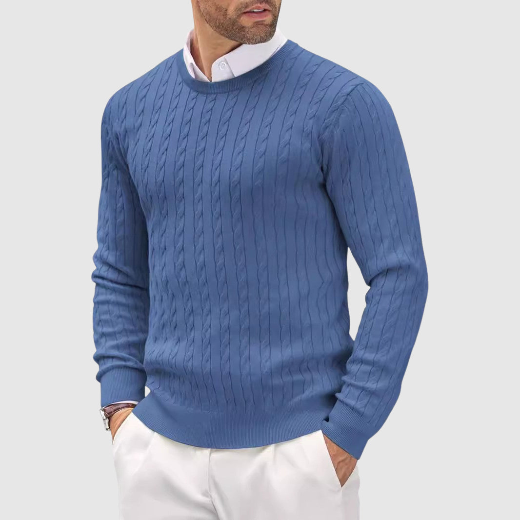 Tiziano Men's Wool Knit Sweater – Slim Fit Textured Knit Pullover