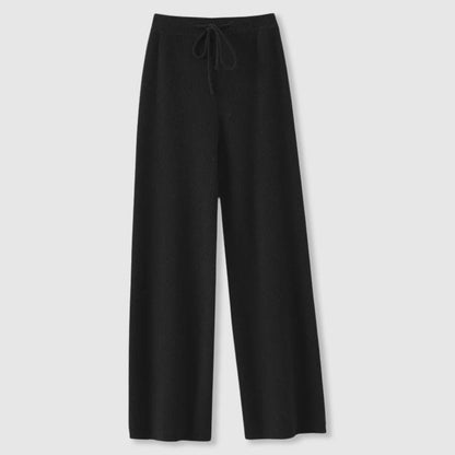 Elara Women’s Cashmere Wide-Leg Pants – Soft Drape with Elastic Drawstring Waist
