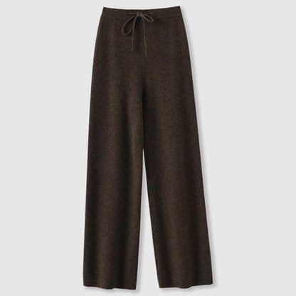 Elara Women’s Cashmere Wide-Leg Pants – Soft Drape with Elastic Drawstring Waist