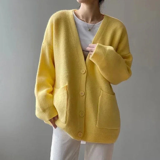 Adelaide Cotton Women’s Cardigan – V-Neck Button Front & Relaxed Fit