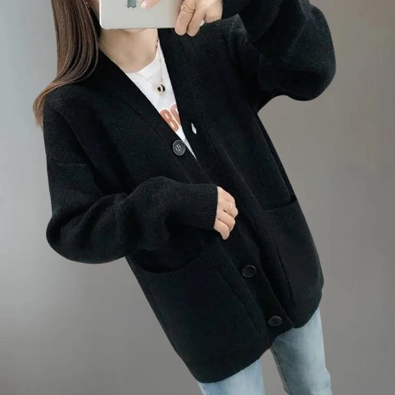 Adelaide Cotton Women’s Cardigan – V-Neck Button Front & Relaxed Fit