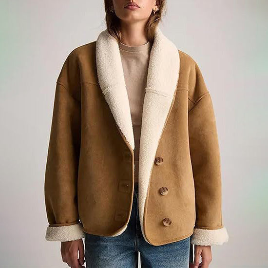 Giorgia Women’s Suede Shearling Jacket – Soft Luxe Outerwear