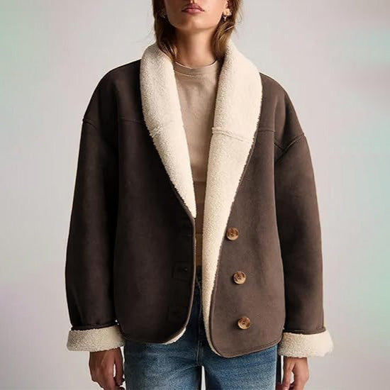 Giorgia Women’s Suede Shearling Jacket – Soft Luxe Outerwear