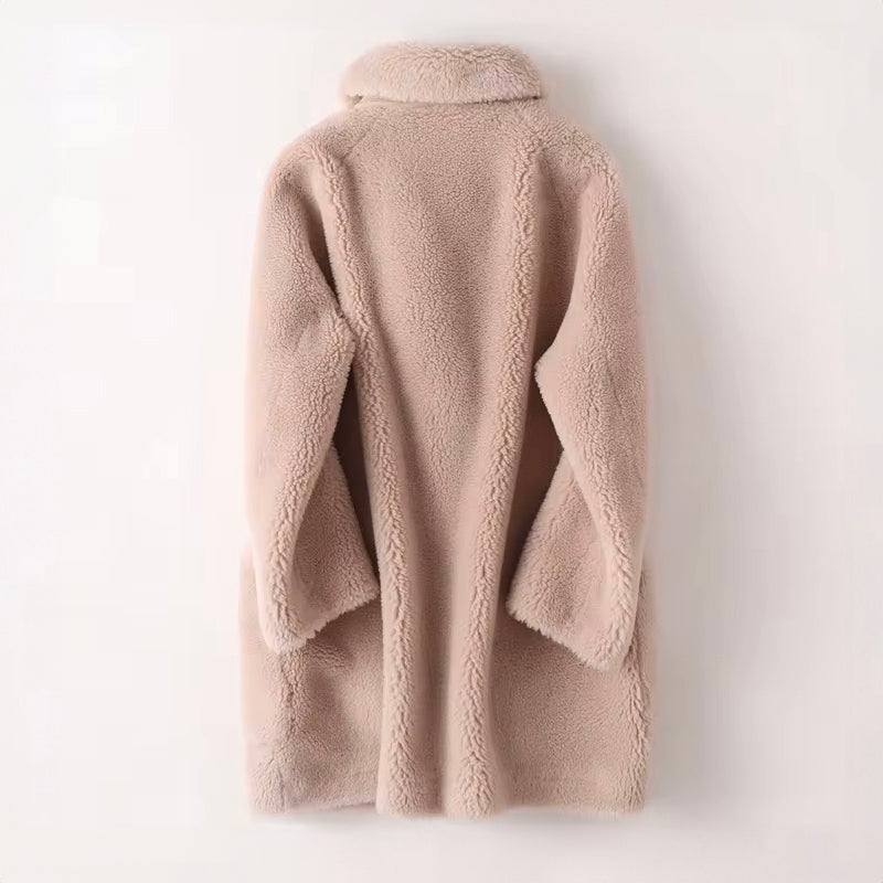 Elena Ivers Women's Shearling Coat – Oversized Double-Breasted Coat
