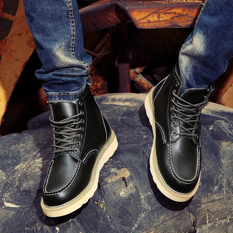 Hugo Men’s Leather Winter Boots – Cowhide with Fur Lining