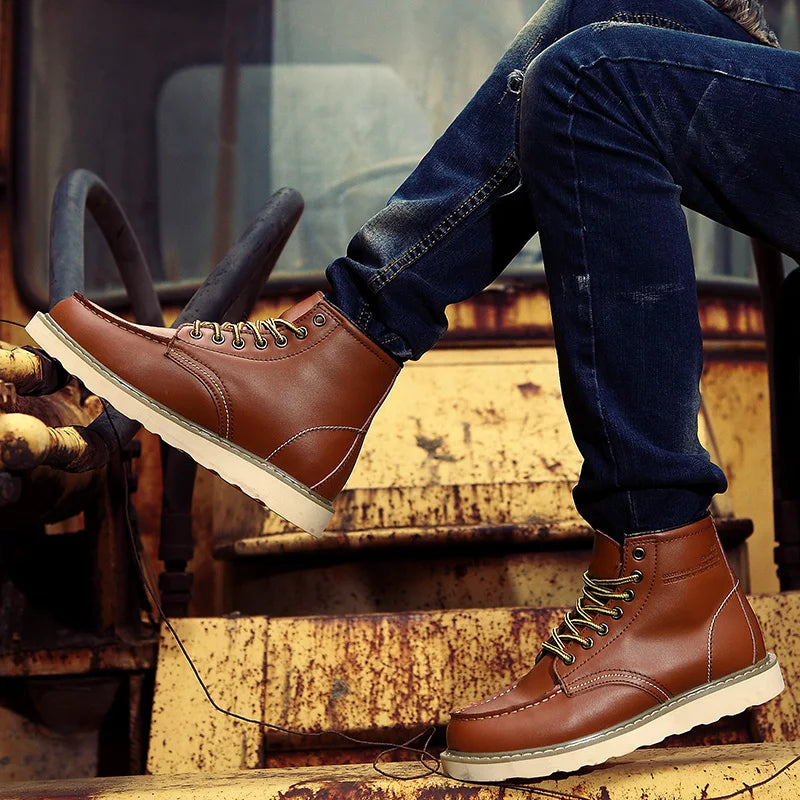 Hugo Men’s Leather Winter Boots – Cowhide with Fur Lining