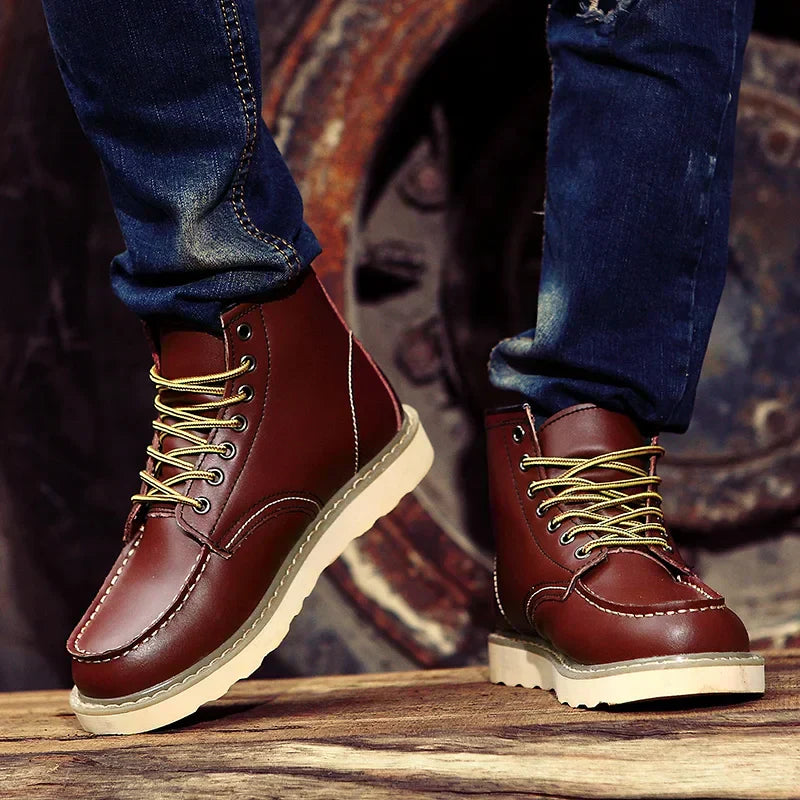 Hugo Men’s Leather Winter Boots – Cowhide with Fur Lining