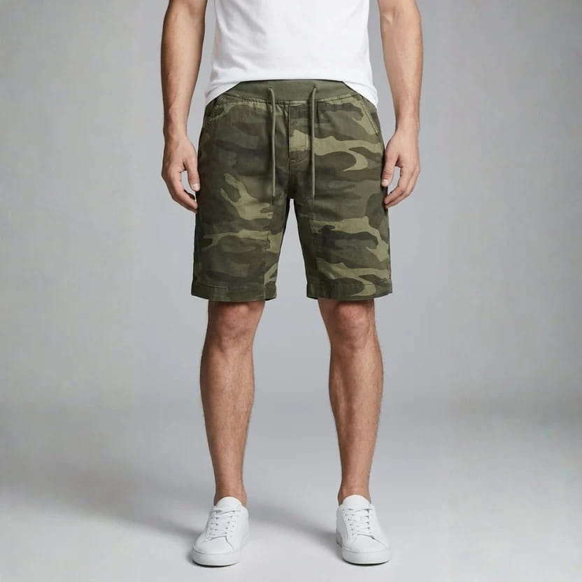 Leonardo Cotton Blend Camo Shorts – Stretch Fit Breathable Athletic Shorts