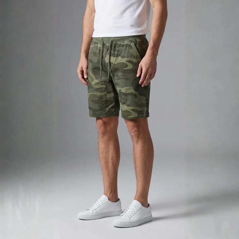 Leonardo Cotton Blend Camo Shorts – Stretch Fit Breathable Athletic Shorts