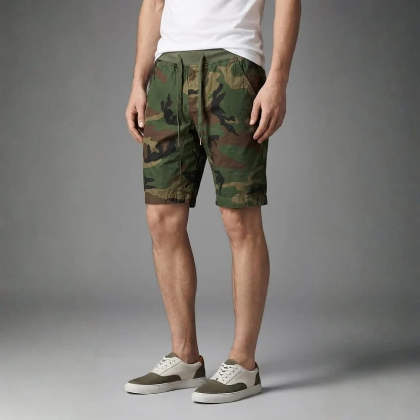 Leonardo Cotton Blend Camo Shorts – Stretch Fit Breathable Athletic Shorts